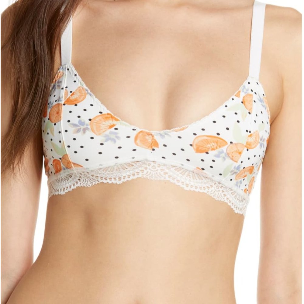 Free People Mari Printed Bralette white dotted lin